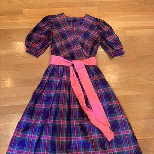 Vintage purple silk dress with sash